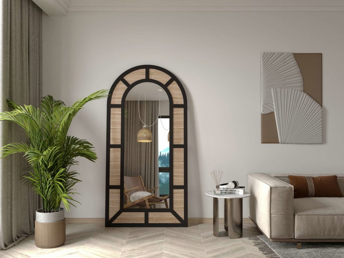 Hanah Home Espejo Cheval Latice Negro
